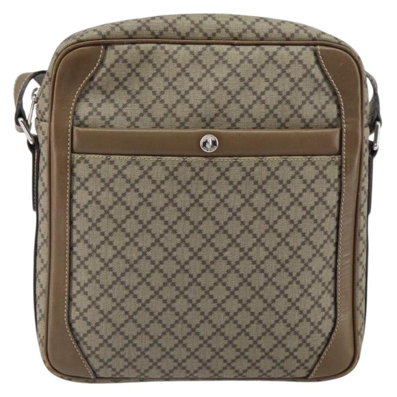 GUCCI Diamante Shoulder Bag PVC Leather Beige Silver 268159 Auth BA9486