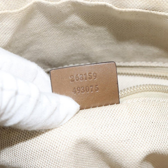 GUCCI Diamante Shoulder Bag PVC Leather Beige Silver 268159 Auth BA9486