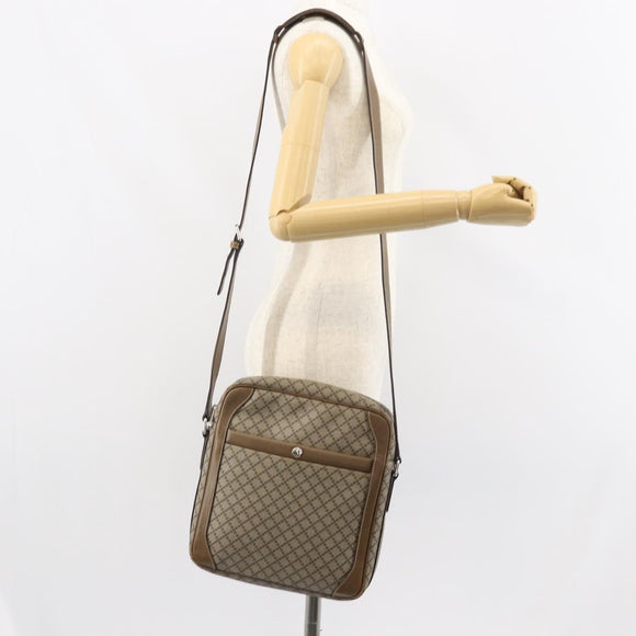 GUCCI Diamante Shoulder Bag PVC Leather Beige Silver 268159 Auth BA9486