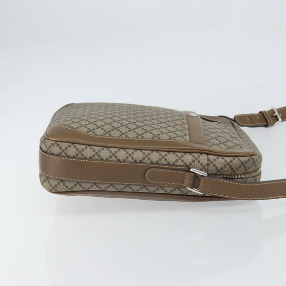 GUCCI Diamante Shoulder Bag PVC Leather Beige Silver 268159 Auth BA9486