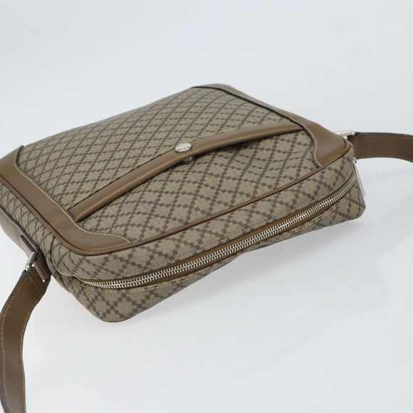 GUCCI Diamante Shoulder Bag PVC Leather Beige Silver 268159 Auth BA9486