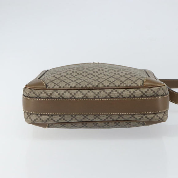 GUCCI Diamante Shoulder Bag PVC Leather Beige Silver 268159 Auth BA9486