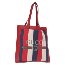 GUCCI Sherry Line Tote Bag Canvas White Red 523781 Auth BA9487