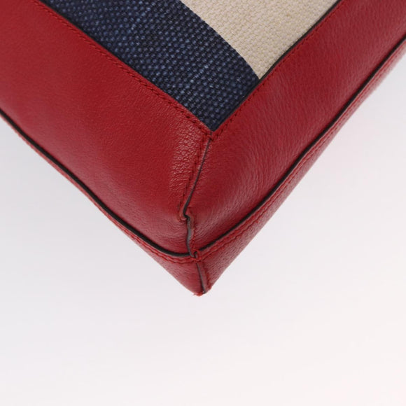 GUCCI Sherry Line Tote Bag Canvas White Red 523781 Auth BA9487