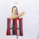 GUCCI Sherry Line Tote Bag Canvas White Red 523781 Auth BA9487-21