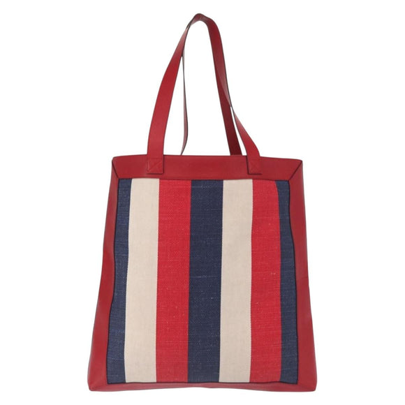 GUCCI Sherry Line Tote Bag Canvas White Red 523781 Auth BA9487