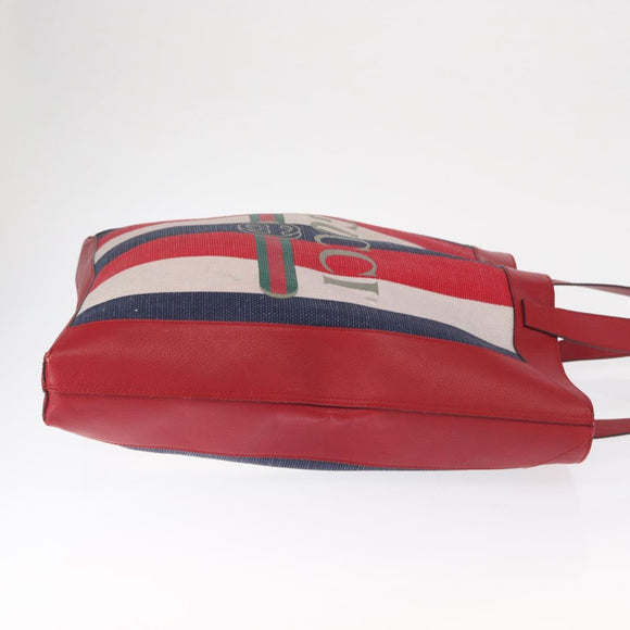 GUCCI Sherry Line Tote Bag Canvas White Red 523781 Auth BA9487
