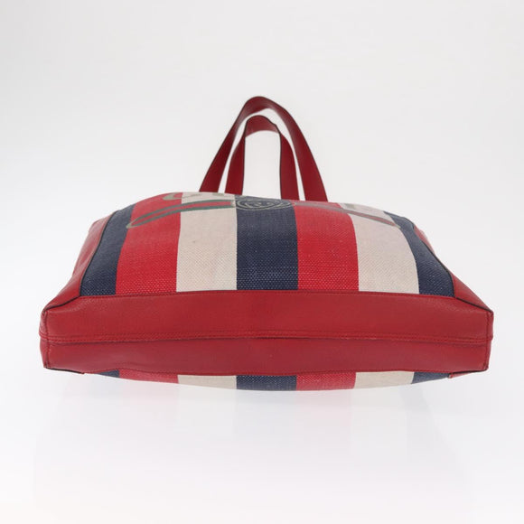 GUCCI Sherry Line Tote Bag Canvas White Red 523781 Auth BA9487