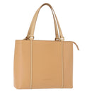 BURBERRY Hand Bag Leather Beige Gold Auth BA9489-1