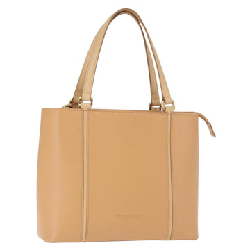 BURBERRY Hand Bag Leather Beige Gold Auth BA9489
