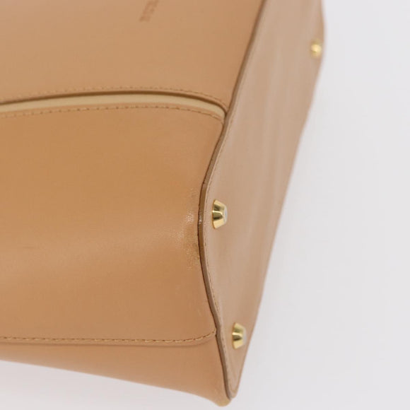 BURBERRY Hand Bag Leather Beige Gold Auth BA9489