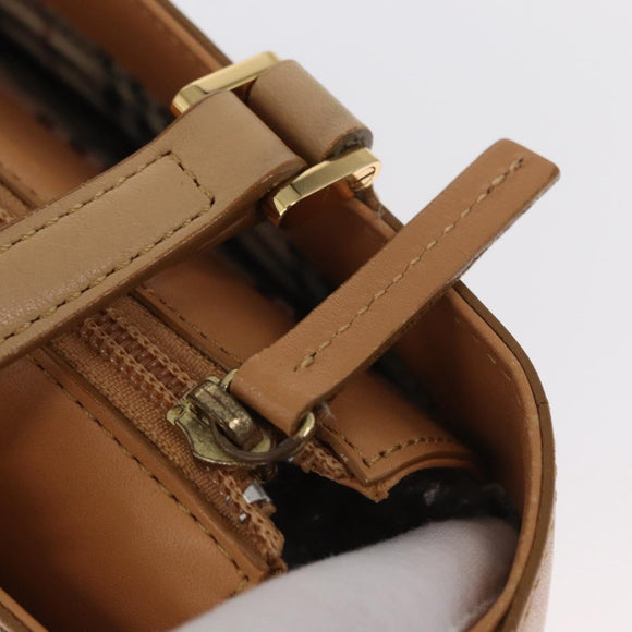 BURBERRY Hand Bag Leather Beige Gold Auth BA9489