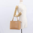 BURBERRY Hand Bag Leather Beige Gold Auth BA9489-23