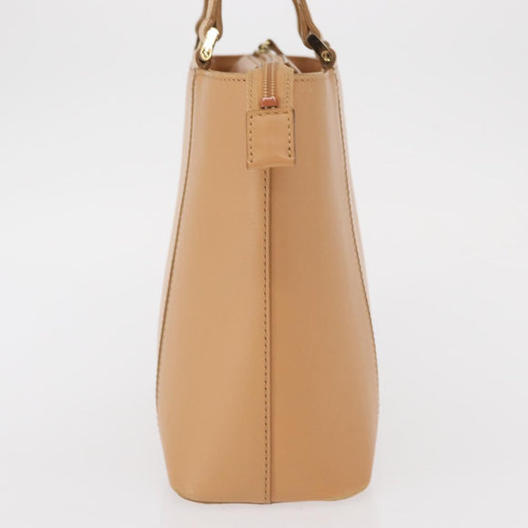 BURBERRY Hand Bag Leather Beige Gold Auth BA9489