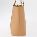 BURBERRY Hand Bag Leather Beige Gold Auth BA9489-4