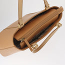 BURBERRY Hand Bag Leather Beige Gold Auth BA9489-6
