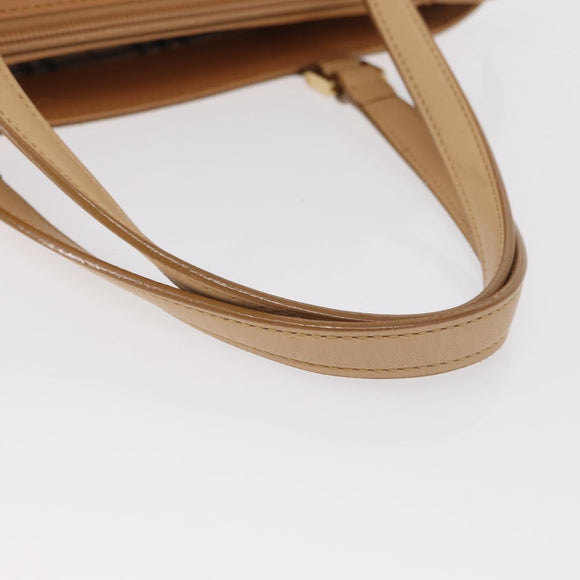 BURBERRY Hand Bag Leather Beige Gold Auth BA9489