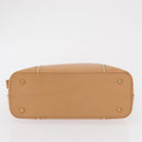 BURBERRY Hand Bag Leather Beige Gold Auth BA9489-5