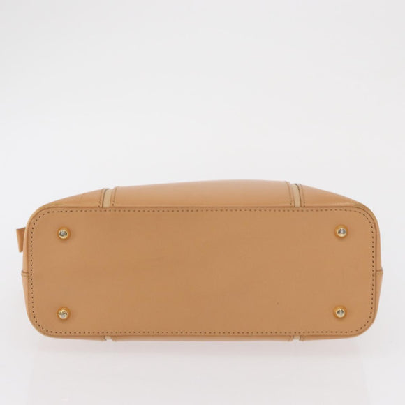 BURBERRY Hand Bag Leather Beige Gold Auth BA9489