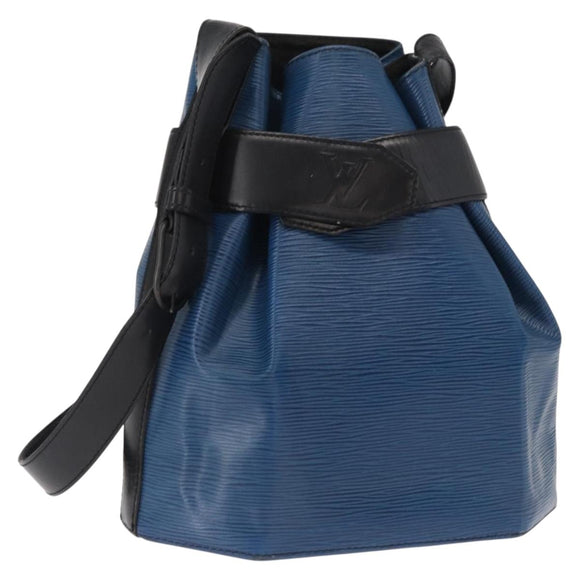 LOUIS VUITTON Epi Sac Depaule PM Shoulder Bag Blue Black LV Auth BA9493