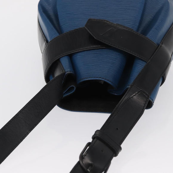 LOUIS VUITTON Epi Sac Depaule PM Shoulder Bag Blue Black LV Auth BA9493