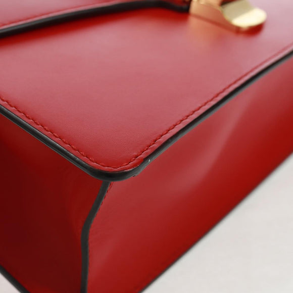 GUCCI Silvi Sherry Line Shoulder Bag Leather 2way Red Gold 421882 Auth BA9495V