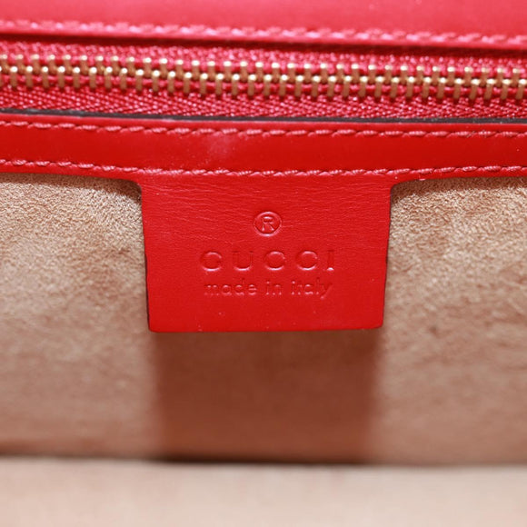 GUCCI Silvi Sherry Line Shoulder Bag Leather 2way Red Gold 421882 Auth BA9495V