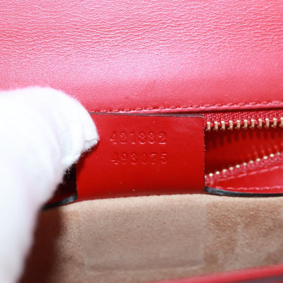 GUCCI Silvi Sherry Line Shoulder Bag Leather 2way Red Gold 421882 Auth BA9495V