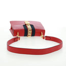 GUCCI Silvi Sherry Line Shoulder Bag Leather 2way Red Gold 421882 Auth BA9495V-7