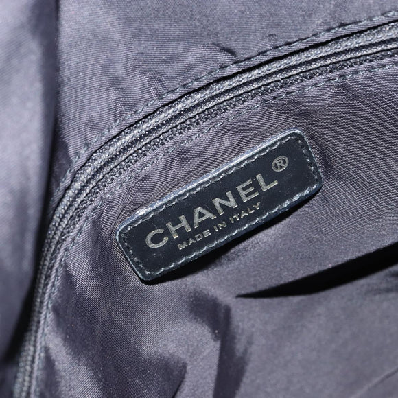 CHANEL New Travel Line Tote Bag Nylon Zwart Goud CC Auth BA9496