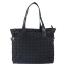 CHANEL New Travel Line Tote Bag Nylon Zwart Goud CC Auth BA9496-14