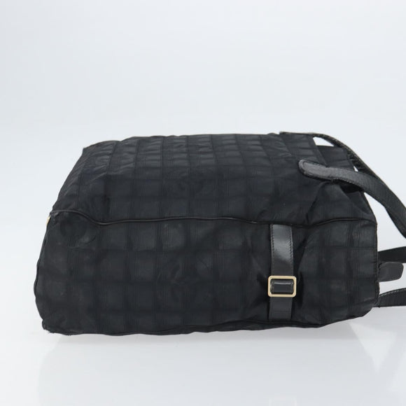 CHANEL New Travel Line Tote Bag Nylon Zwart Goud CC Auth BA9496