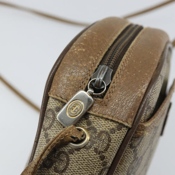 GUCCI GG Supreme Shoulder Bag PVC Beige Gold Auth BA9499