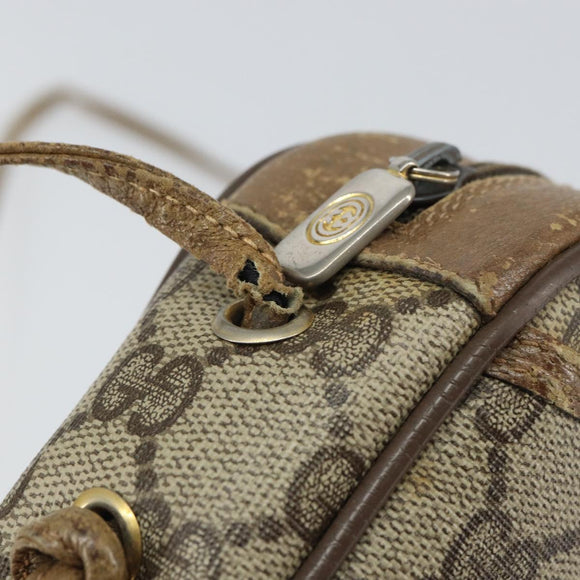 GUCCI GG Supreme Shoulder Bag PVC Beige Gold Auth BA9499