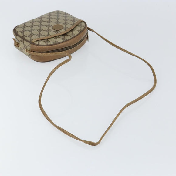 GUCCI GG Supreme Shoulder Bag PVC Beige Gold Auth BA9499