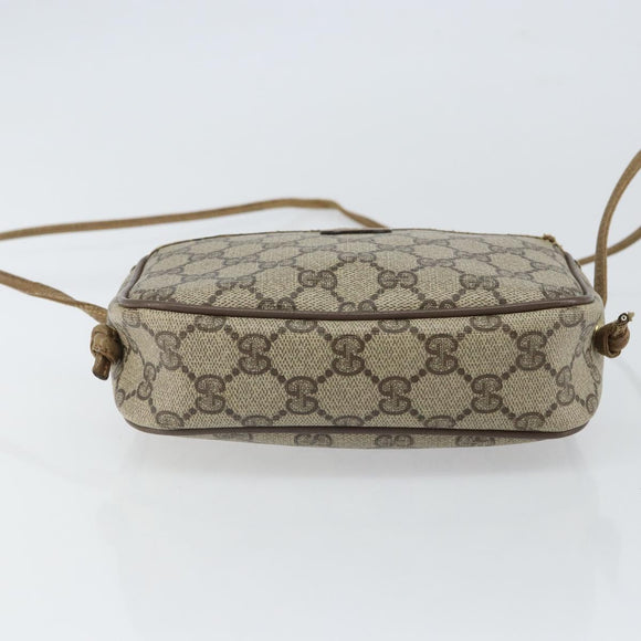 GUCCI GG Supreme Shoulder Bag PVC Beige Gold Auth BA9499