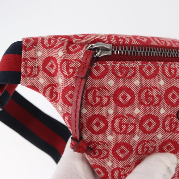 GUCCI Kinder Sherry Line Gürteltasche Canvas Rot Marineblau 502095 Auth BA9500