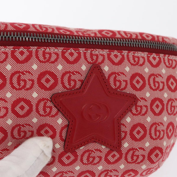 GUCCI Kinder Sherry Line Gürteltasche Canvas Rot Marineblau 502095 Auth BA9500