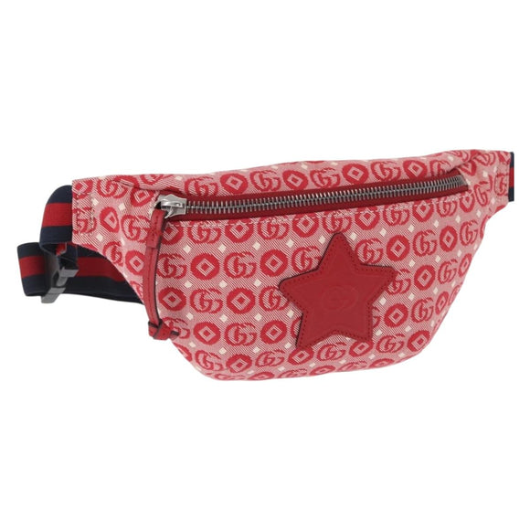 GUCCI Kinder Sherry Line Gürteltasche Canvas Rot Marineblau 502095 Auth BA9500