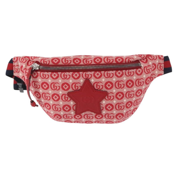 GUCCI Kinder Sherry Line Gürteltasche Canvas Rot Marineblau 502095 Auth BA9500