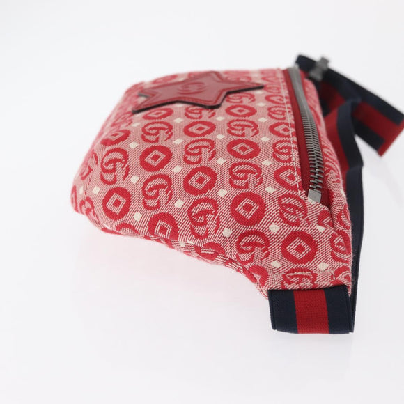 GUCCI Kinder Sherry Line Gürteltasche Canvas Rot Marineblau 502095 Auth BA9500
