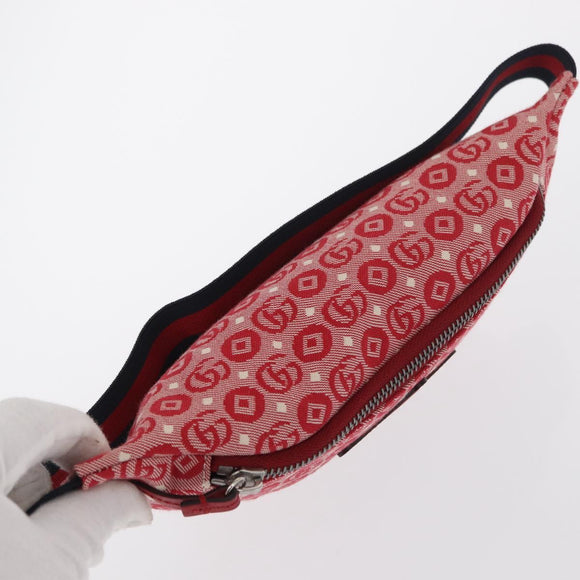 GUCCI Kinder Sherry Line Gürteltasche Canvas Rot Marineblau 502095 Auth BA9500