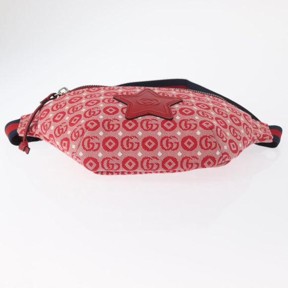 GUCCI Kinder Sherry Line Gürteltasche Canvas Rot Marineblau 502095 Auth BA9500