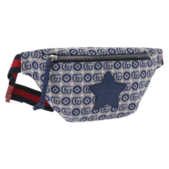 GUCCI Children's Sherry Line Waist bag Canvas Red Navy 502095 Auth BA9501