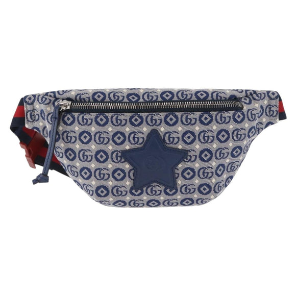 GUCCI Children's Sherry Line Waist bag Canvas Red Navy 502095 Auth BA9501
