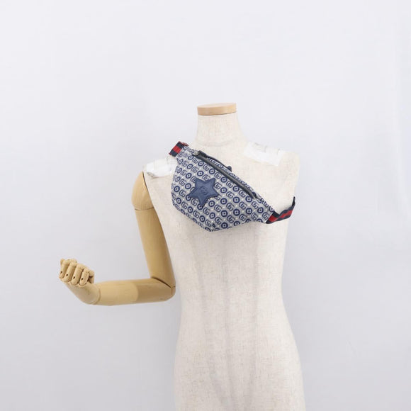 GUCCI Children's Sherry Line Waist bag Canvas Red Navy 502095 Auth BA9501