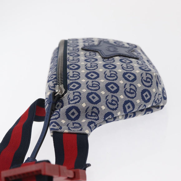 GUCCI Children's Sherry Line Waist bag Canvas Red Navy 502095 Auth BA9501
