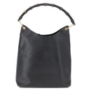 GUCCI Bamboo Shoulder Bag Leather Black Gold 001 1013 1881 Auth BA9503-2