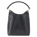 GUCCI Bamboo Shoulder Bag Leather Black Gold 001 1013 1881 Auth BA9503-3