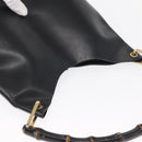 GUCCI Bamboo Shoulder Bag Leather Black Gold 001 1013 1881 Auth BA9503-6